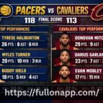 Pacers Vs Cleveland Cavaliers Match Player Stats